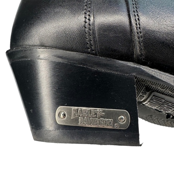 Harley Davidson Western Vintage Silver Studded Black Leather Cowgirl Boots - Picture 9 of 15